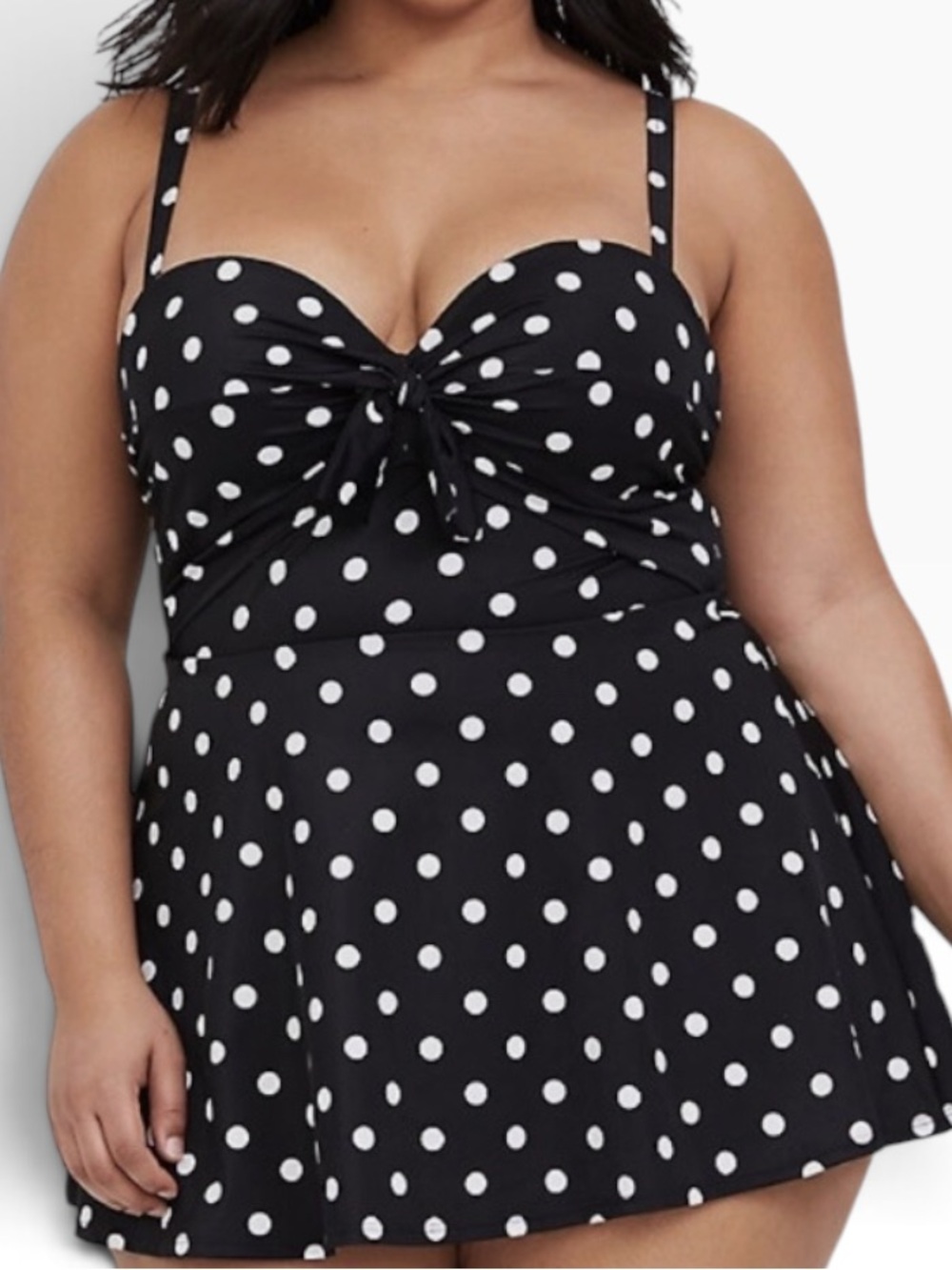 torrid Black/White Polka Dot Swimdress with Underwire and Brief 6XF